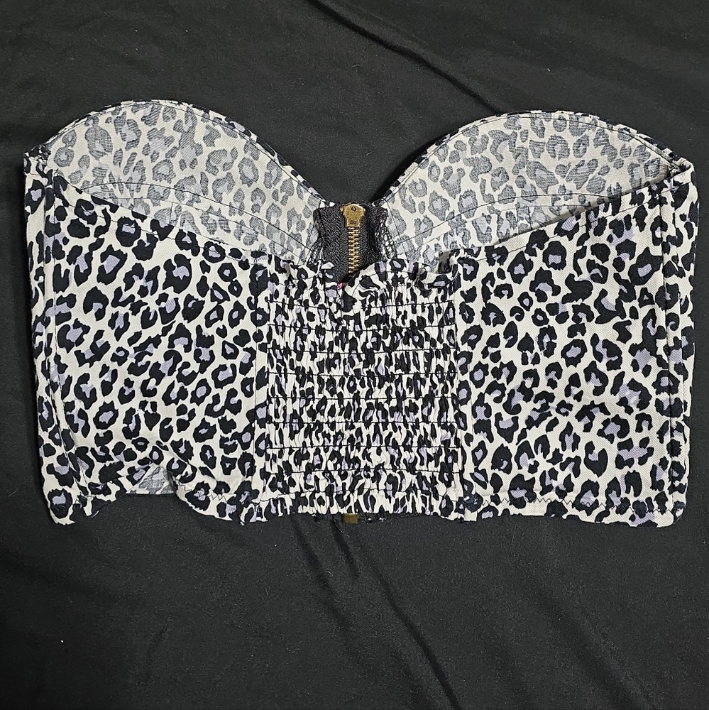 Say What? Leopard Print Bustier Top - Black and White - Picture 2 of 2
